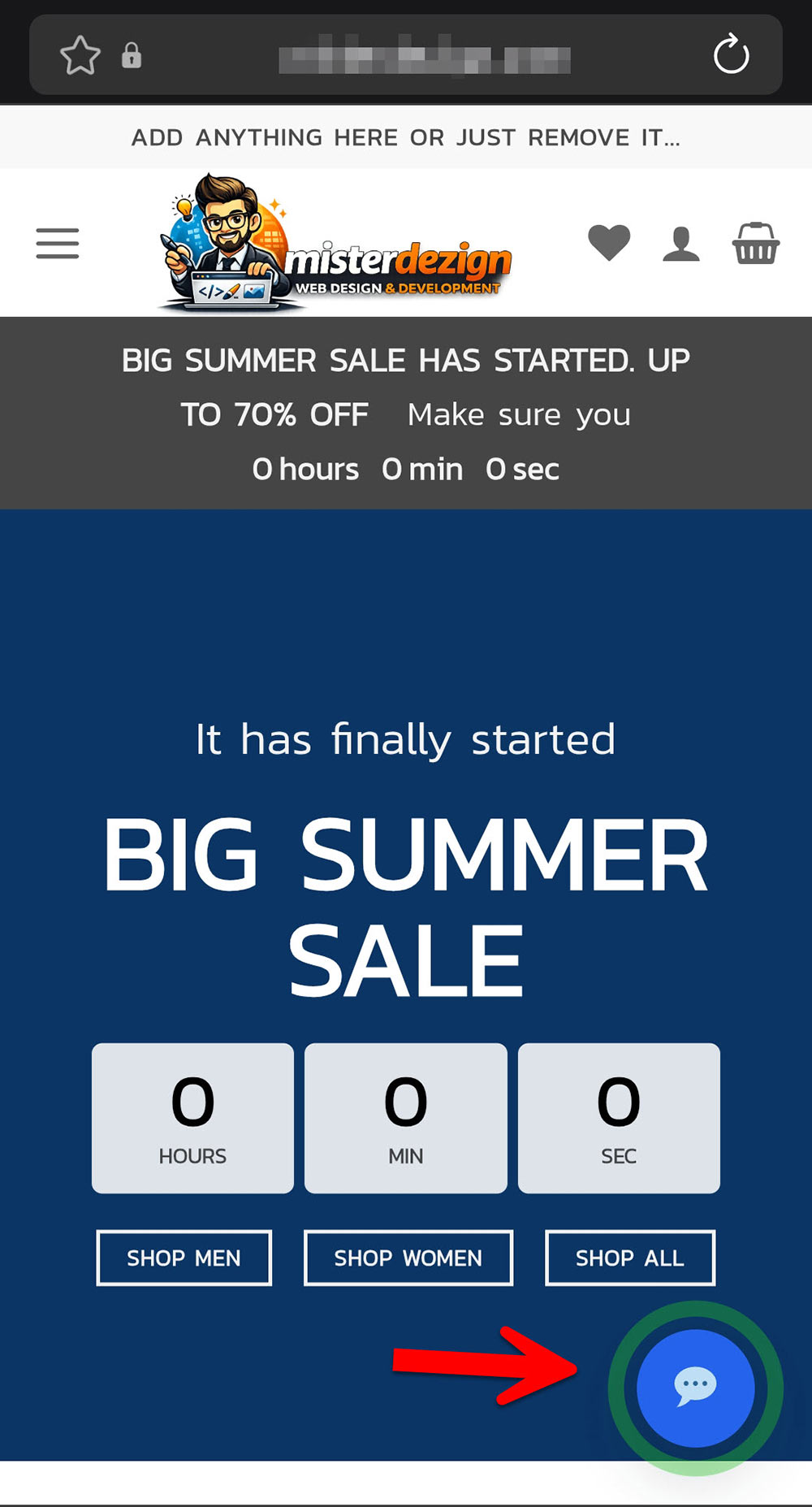 WPStore+ Live Chat Desk mobile live chat widget with floating launcher button