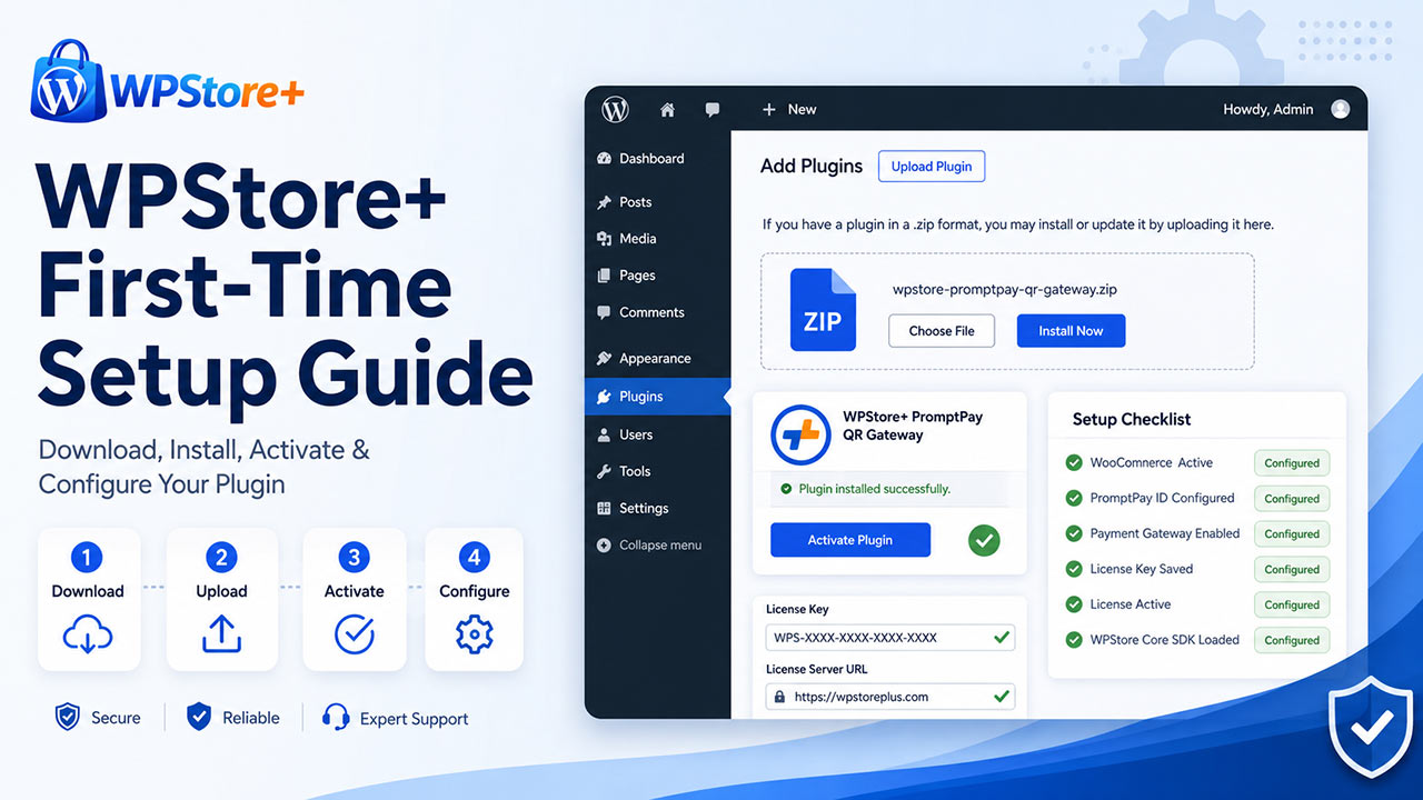 WPStore+ first-time setup guide for installing and activating WordPress plugins