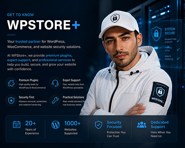 WPStore+ trusted partner for WordPress, WooCommerce, website security, and professional support services