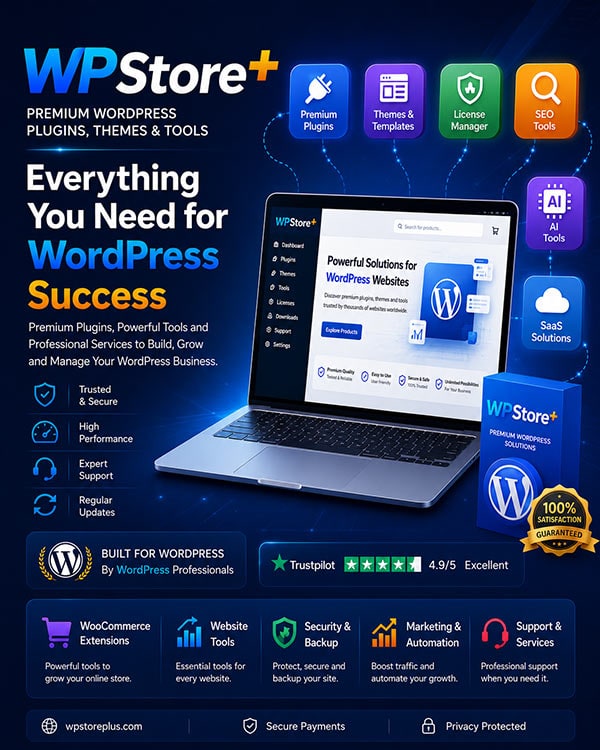 WPStore+ Premium WordPress Plugins, Themes, License Manager, SEO Tools, AI Tools and SaaS Solutions for WordPress Websites