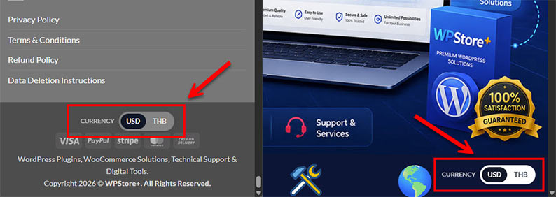 Show the floating USD/THB switcher on the frontend.