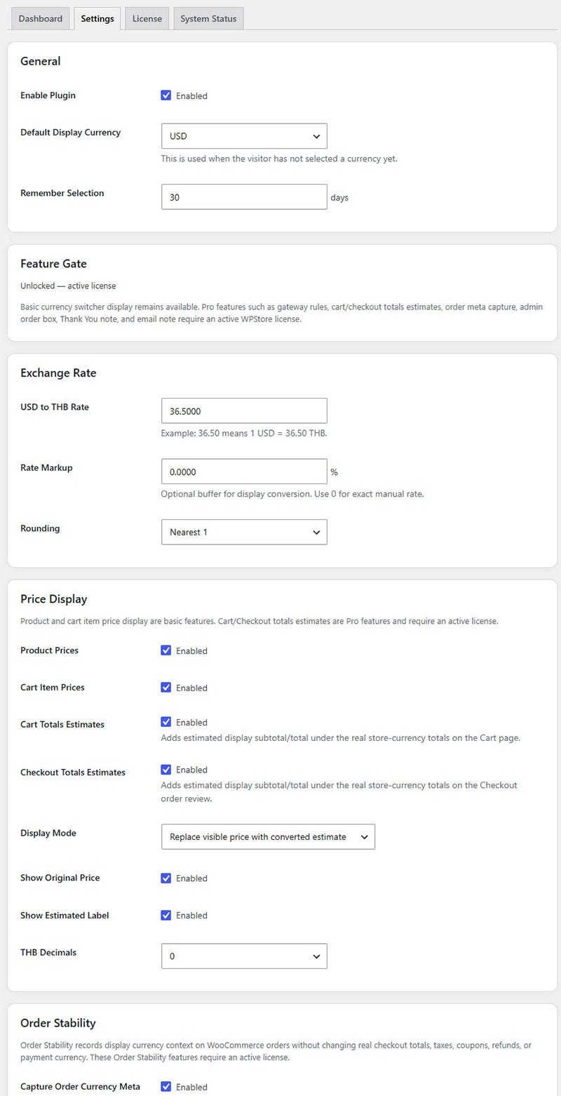Show main plugin Settings page.