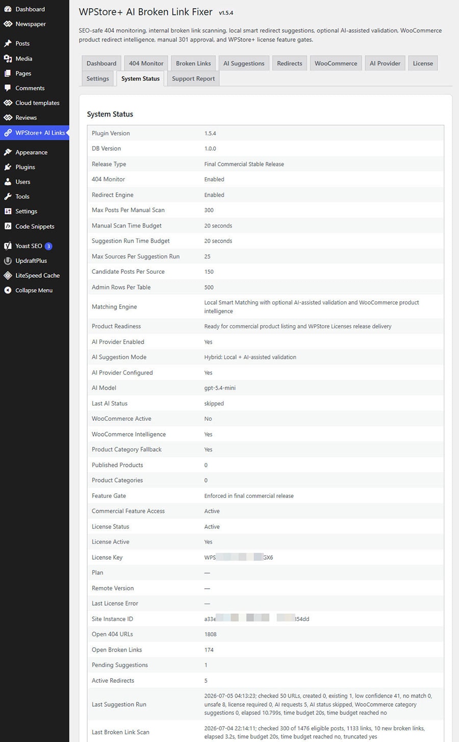 System status and product readiness diagnostics