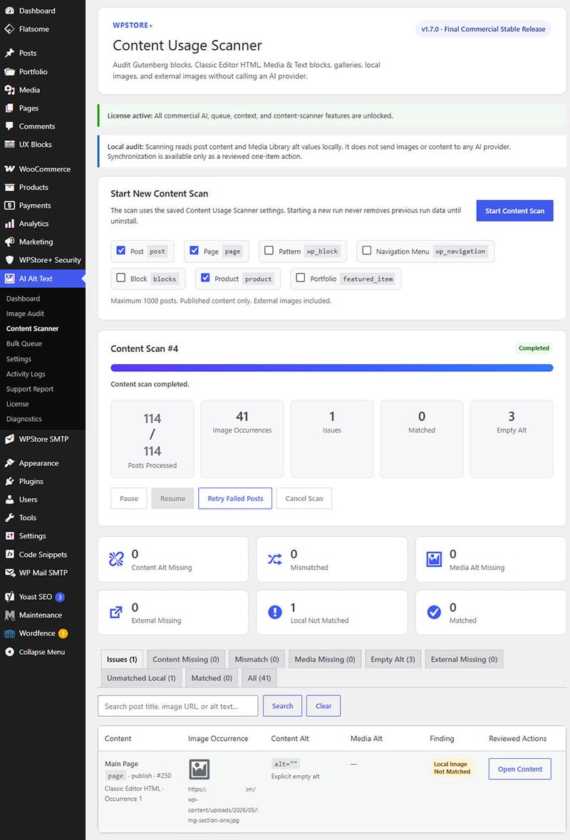 Content Usage Scanner