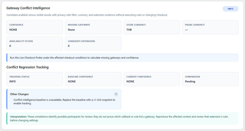 Controlled staging example with one missing gateway and visible evidence