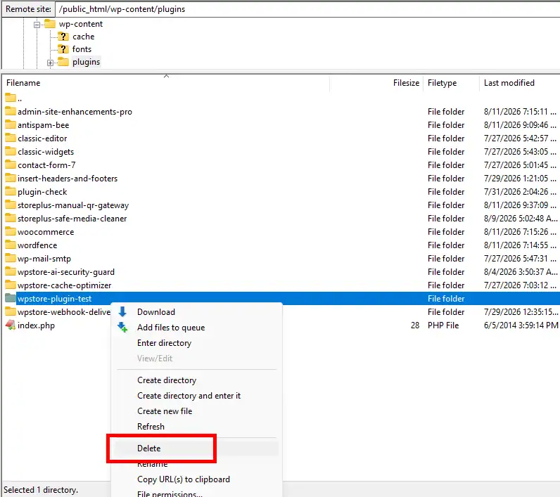 To completely resolve the Destination Folder Already Exists error, access your web server using FTP and manually delete the old conflicting plugin directory before attempting a clean installation process again.
