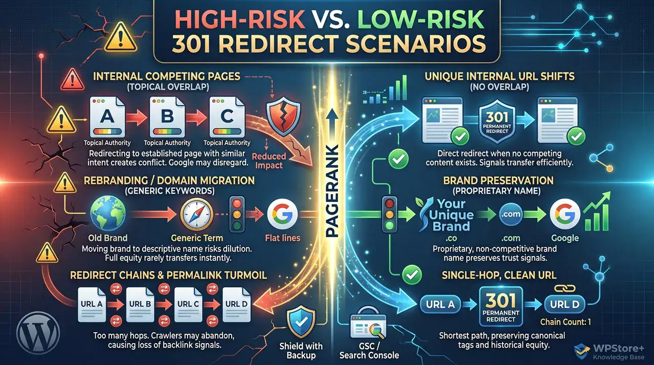 High-Risk vs. Low-Risk 301 Redirect Scenarios
