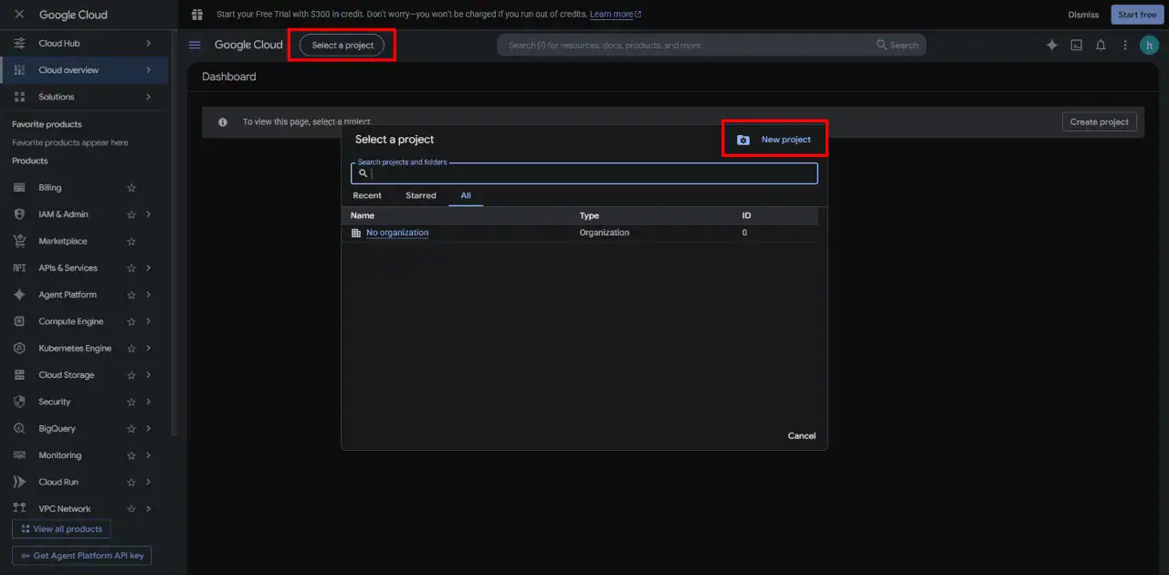 Create a Google Cloud project