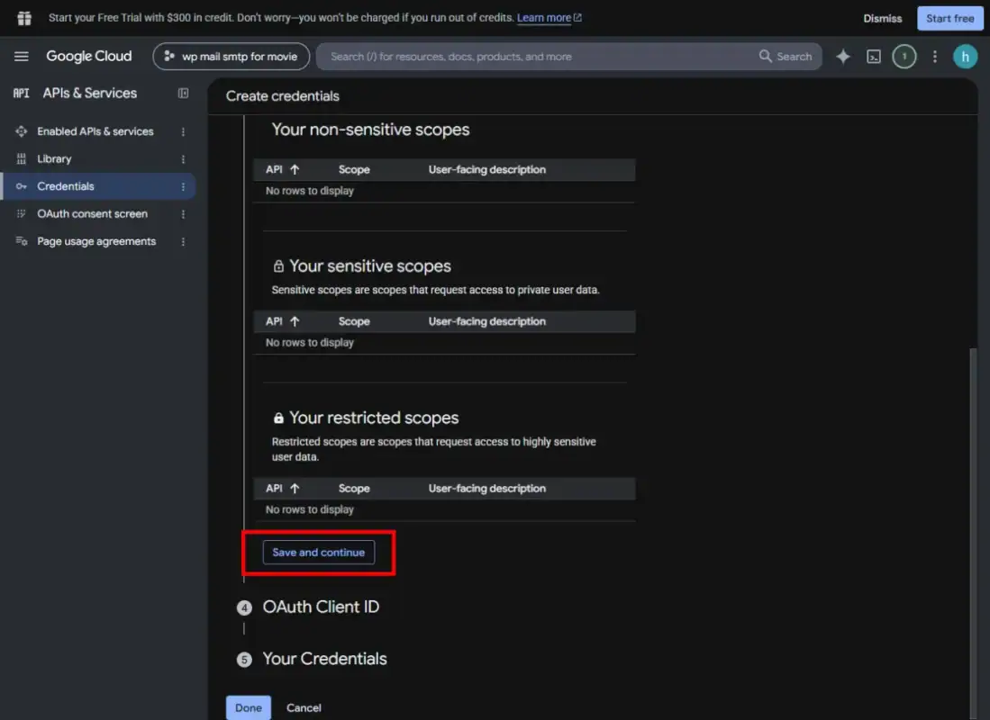 Create the OAuth web client