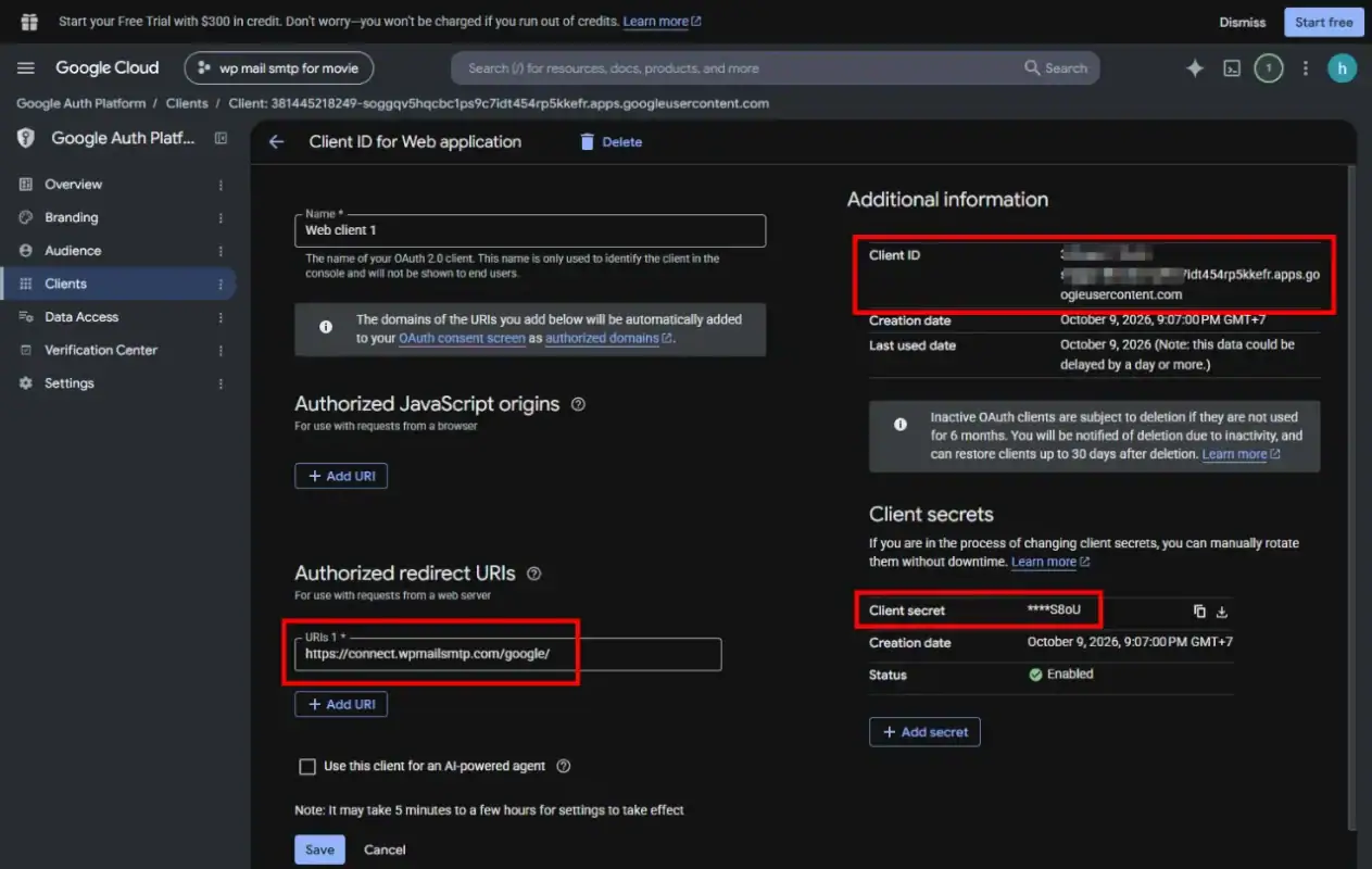 Find the Client ID and Client Secret